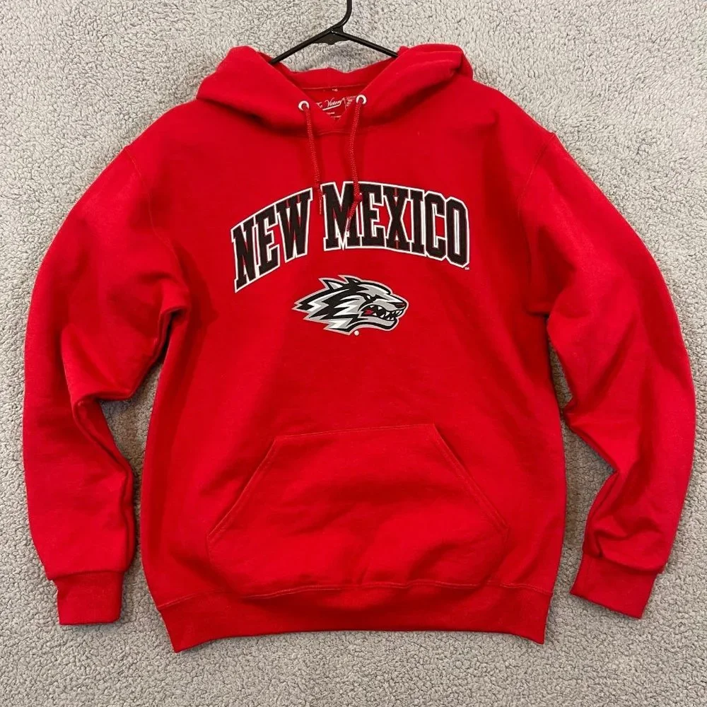 UNM Lobos Hoodie Men’s Medium Pullover Sweater University of New Mexico NCAA Red